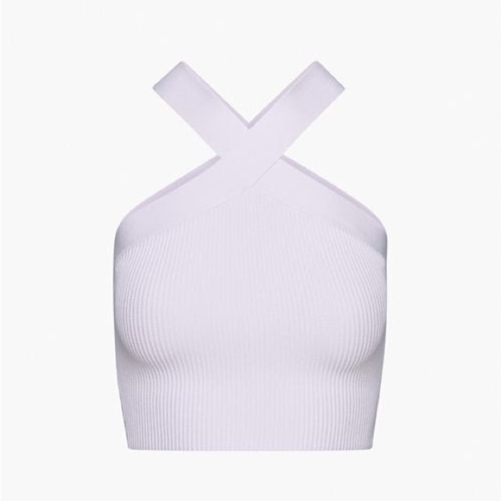 Aritzia Babaton SCULPT KNIT CRISS CROSS CROPPED TANK Frosted Lilac XS